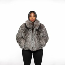 Frauen Echt Silber Fuchs Pelz Mantel voll Pelz Winter Warm Pelz Oberbekleidung