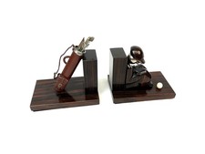 SEHR SELTENES FRANZÖSISCHES ART DECO PALISANDER GOLFSPIELER PAAR BUCHSTÜTZEN ANTIK FRANKREICH 1930