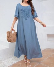 Mulvari Plus Size Guipure Lace Panel Tassel Trim Butterfly Sleeve Dress Size 44