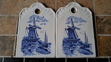 Delfter Blau Delft 2 Käsebrettchen Frühstücksbrettchen Holland Windmühlen