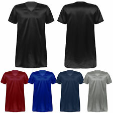 DE Herren Damen Kurz Schlafanzug Nachtwäsche Satin Kurzarm Nachthemd Schlafkleid