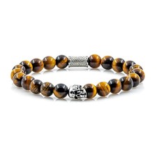 Tigerauge Armband Bracelet Perlenarmband Skull Edelstahl