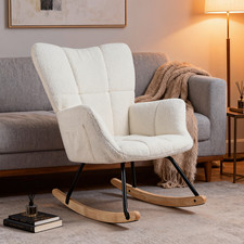 Schaukelstuhl Stillsessel Teddystoff Sessel Schwingsessel Lesesessel Relaxstuhl