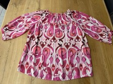 Da-Bluse, 3/4 Arm, Gr. Uni, pink gemustert