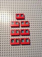 7x Lego Flugzeug, Boot, Schiff Fenster 4863 Rot, Scheibe Grün Getönt