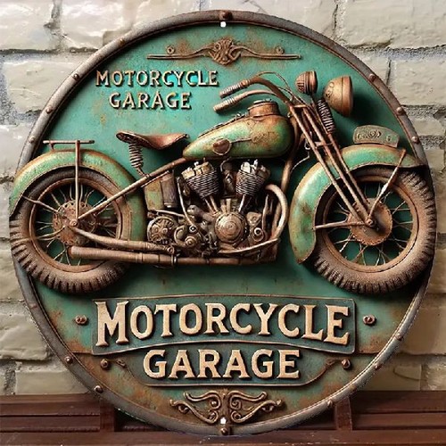 Blechschild rund motorrad - blechschild,