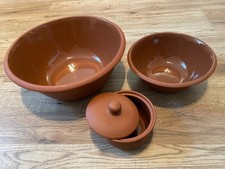 Tongeschirr 3 Schalen / Schüsseln für Lagerleben Reenactment / Larp