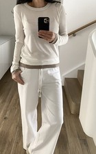 Shirt Cashmere Blend Ecru Wollweiß  Beige Feinstrick 36 38 Pullover Shirt