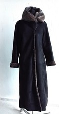 Langer Veloursleder Lammfellmantel gewachsenes Lammfell schwarz Gr. L