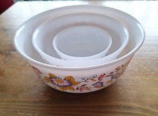 70er Arcopal France Set 3 Schüsseln, 12/18/23cm Durchmesser, 350ml/1,5l/2,2l 