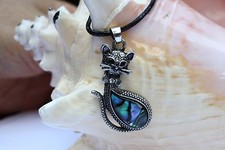 P133 Perlmutt Perlen Schmuck Anhänger Antikschmuck Collier Schnur Kette Katz nbc