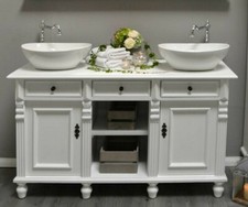 Doppel-Waschtisch Landhausstil mit Keramik-Waschbecken Badezimmermöbel Landhaus