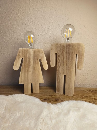 Holz tischlampe mann frau - mann,
