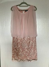 Damenkleid Abendkleid Verlobungskleid Spitze Transparent Rosa Geblümt Gr.38 NEU