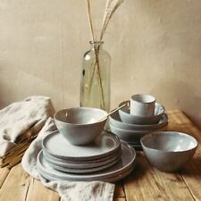 Geschirr grau Steingut Pearl