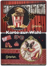 3D Grußkarte, Gutschein, Kino, Shopping, Geburtstag, Geschenk, süße Hunde, Karte