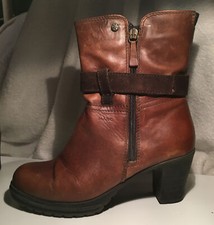 MARC SHOES LEDER STIEFELETTEN 40 High HEEL Ankle BOOTS STIEFEL Plateau Braun