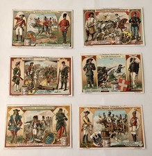 ,Sechs alte Sammelbilder von Liebig, Soldaten,