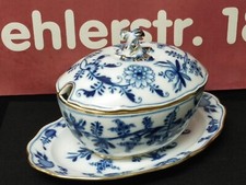 ALTE MEISSEN ZWIEBELMUSTER GOLD SAUCIERE - TERRINE MIT DECKEL UM 1840 1.WAHL