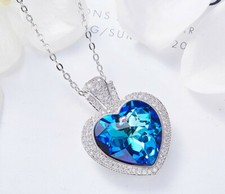 Deluxe Halskette Herz Titanic Anhänger Collier Kristalle 18K Weißgold vergoldet