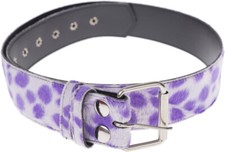 Animal Punk Leo Leoparden Gepard Tiki Fake Fur  Gürtel Lila/Weiß Rockabilly