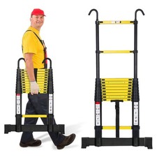 Teleskopleiter Belastung 150kg/ 330lbs Aluleiter Ausziehbar mit Stabilisator