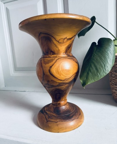 Vintage olivenholz vase israel - vintage,