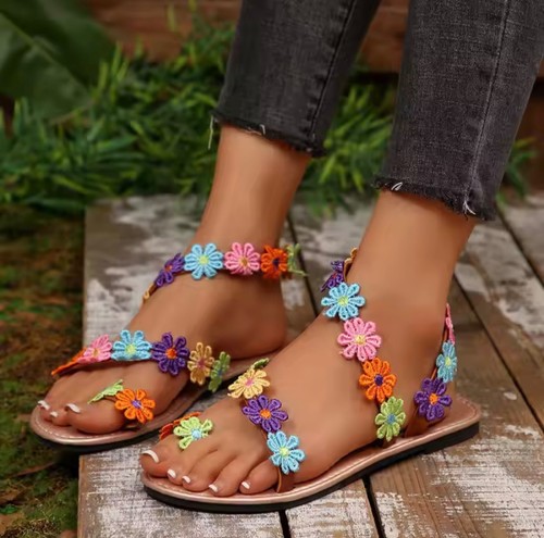 Damen riemchen sandalen blumen - riemchen,