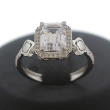 Solitär Ring mit Akzent 585 14 Kt Gold Weißgold Damenring Brandneu Wert 360,-