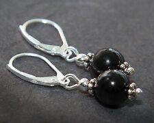 925 Sterling Silber Ohrringe mit Turmalin Schörl (stabilisiert) I handgefertigt