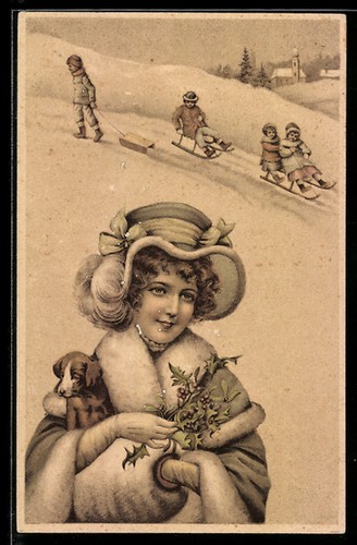 Dame mit hund kinder - mit, hund,