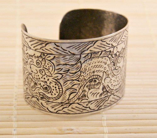 Breiter armreif mit drache - breiter,