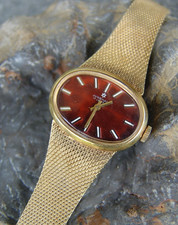 EDLE  VERGOLDETE VINTAGE 70 er J. JUNGHANS DAMEN ARMBANDUHR MIT MILANESE ARMBAND