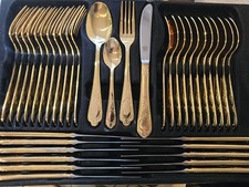 Solingen Besteckset 70-teilig, 12 Personen, 23/24 Karat Hartvergoldet, Gold
