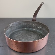 Vintage große 25 cm französische Kupfer Bratpfanne - Dose gefüttert - 2,6 kg