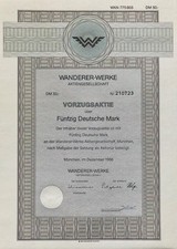 München, histor. Vorzugsaktie der Wanderer-Werke AG über 50 DM, 1986! Automobil!