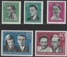 DDR 1961, Mi-Nr.  849-853**, "Widerstandskämpfer-Gedenkstätten (II), postf