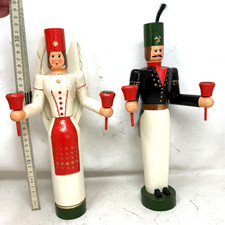 Engel und Bergmann Kerzenleuchter Erzgebirge DDR ALT 32cm S. TEXT !!! /P26.8/5