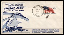 Erste offizielle Raketenpost in USA Navi Regulus-Mayport. Gedenkbrief. USA 1959