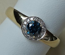 Fancy Blau Weiss ♦️ Brillant Ring 375 Gold Ring Brillanten Diamant Gr 57 ♦️ 8760