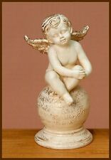 ENGEL auf Kugel 26 cm hoch Terrakotta antikweiß Motiv 2 *NEU*