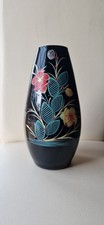 Vintage Schwarzglas Vase mit