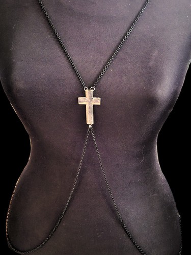 Kette edelstahl schwarz kreuz - edelstahl,
