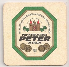 Privatbrauerei Peter, Ostheim/Rhön - alter Bierdeckel "Mit bestem Quellwasser"