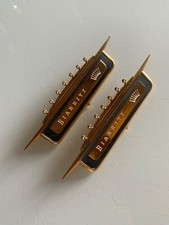 Orig. 1958 Cadillac Eldorado Biarritz Fin Crest, perfect pair, 24K, with studs