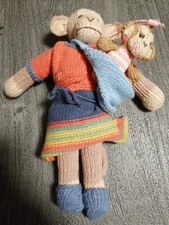 Puppe Affe mit Baby Handgestrickt Kuscheltier Handmade Mitbringsel aus Thailand