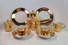 K30) Suisse Langenthal Chateau Goldenes Mokka Service 9tlg Tete a Tete f. 2 Pers