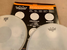 REMO EMPEROR Coated: 2 x Schlagzeugfell Drumhead Trommelfell 2 x weiß,gebraucht