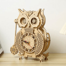 Bricks & Toys 24 Owl Clock mechanisches 3D Holz Puzzle Eulenuhr Modellbausatz