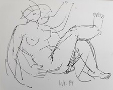 Womacka, Walter (1925 Obergeorgenthal/Böhmen–2010 Berlin) „Liegender Akt“ Litho.